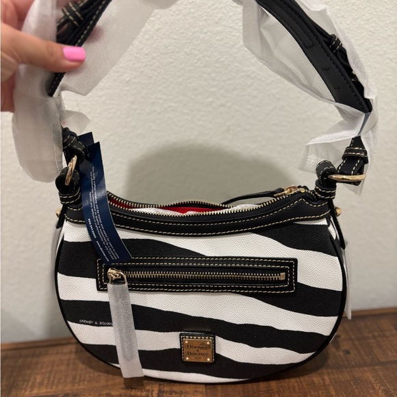 Dooney & Bourke Handbags - Dooney & Bourke Black and White Striped Shoulder Bag NWT